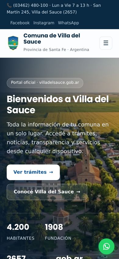 El mismo portal visto en un celular